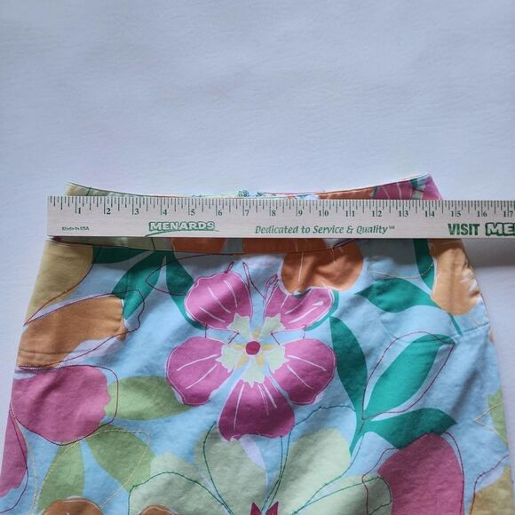 Talbots multi color pink blue green floral straight skirt womens size 8 stretch - Picture 2 of 5